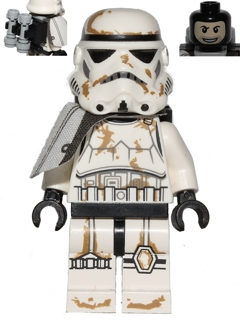 Sandtrooper - White Pauldron, Survival Backpack, Dirt Stains, Balaclava Head Print and Helmet with Dotted Mouth Pattern