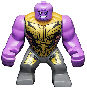 Thanos - Large Figure, Medium Lavender Arms Plain, Dark Bluish Gray Outfit with Gold Armor, Smile