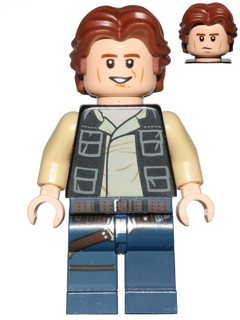 Han Solo, Dark Blue Legs, Vest with Pockets, Wavy Hair